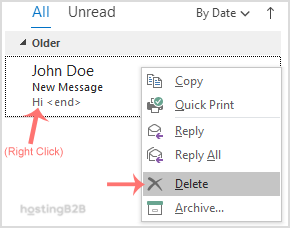 delete email outlook