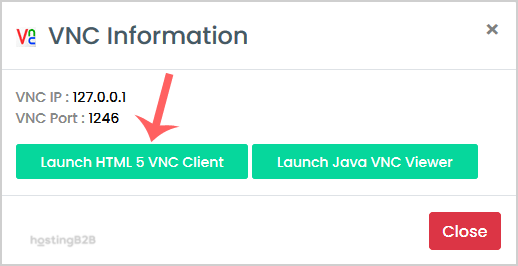 virtualizor launch VNC